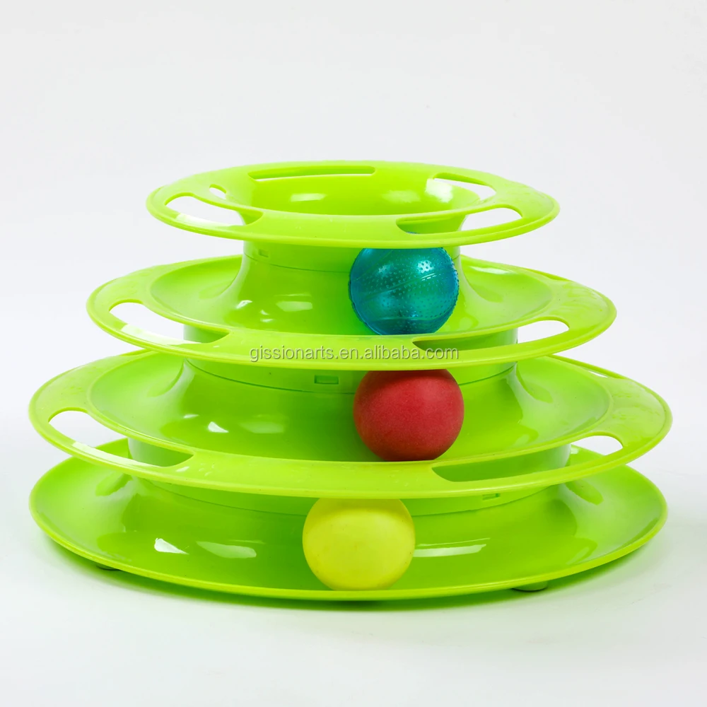 4 Layers Interactive Funny Turntable Crazy Ball Disk Cat Toy Circle Track With Moving Balls For Cat Playing Pet Training Tool