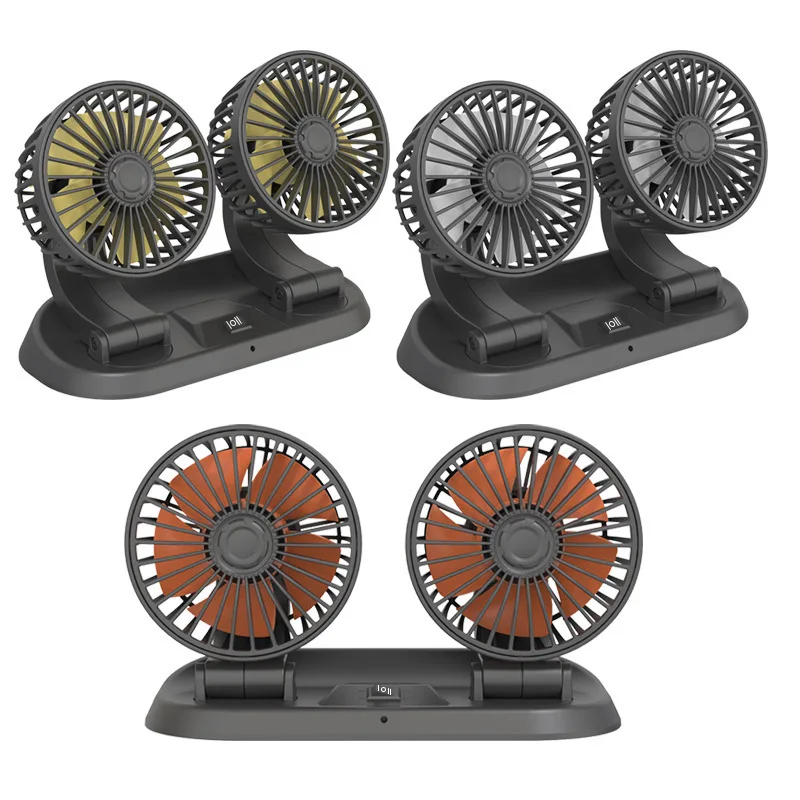 Summer new car household electric fan dual fan 12v-24v usb A5 socket / cigarette lighter