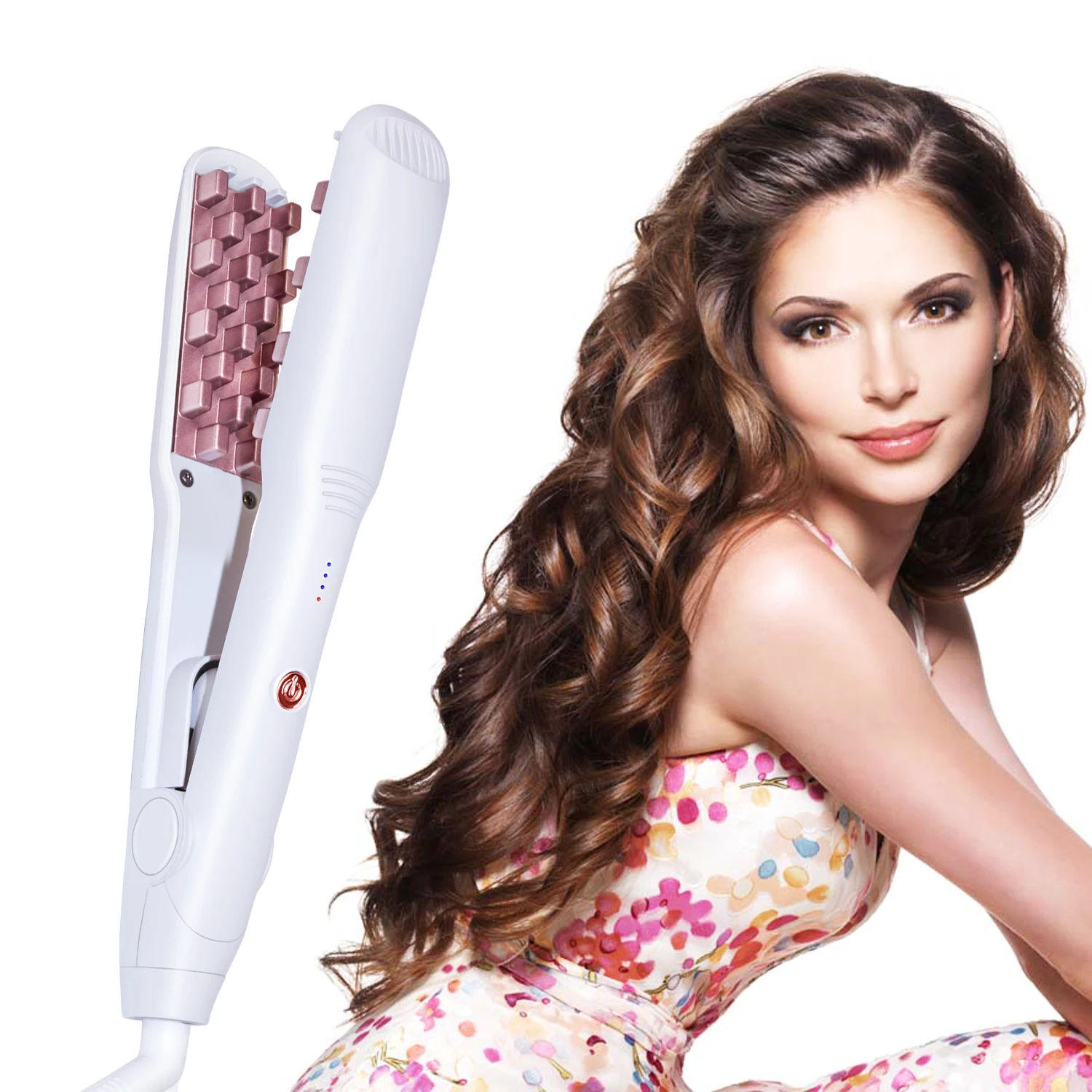 3D Grid Professional Hair Fluffy Corrugated Curler Flat Iron Corn Hair Splint Perm 5 Temperatures Hair Crimper