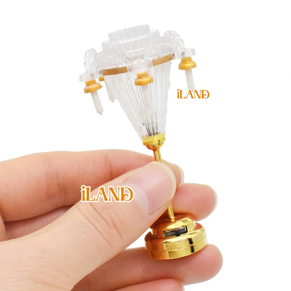 ILAND Dollhouse Electromagnetic Model 1:12 Five Candle Chandelier For Dollhouse Study, Living Room, Bedroom.