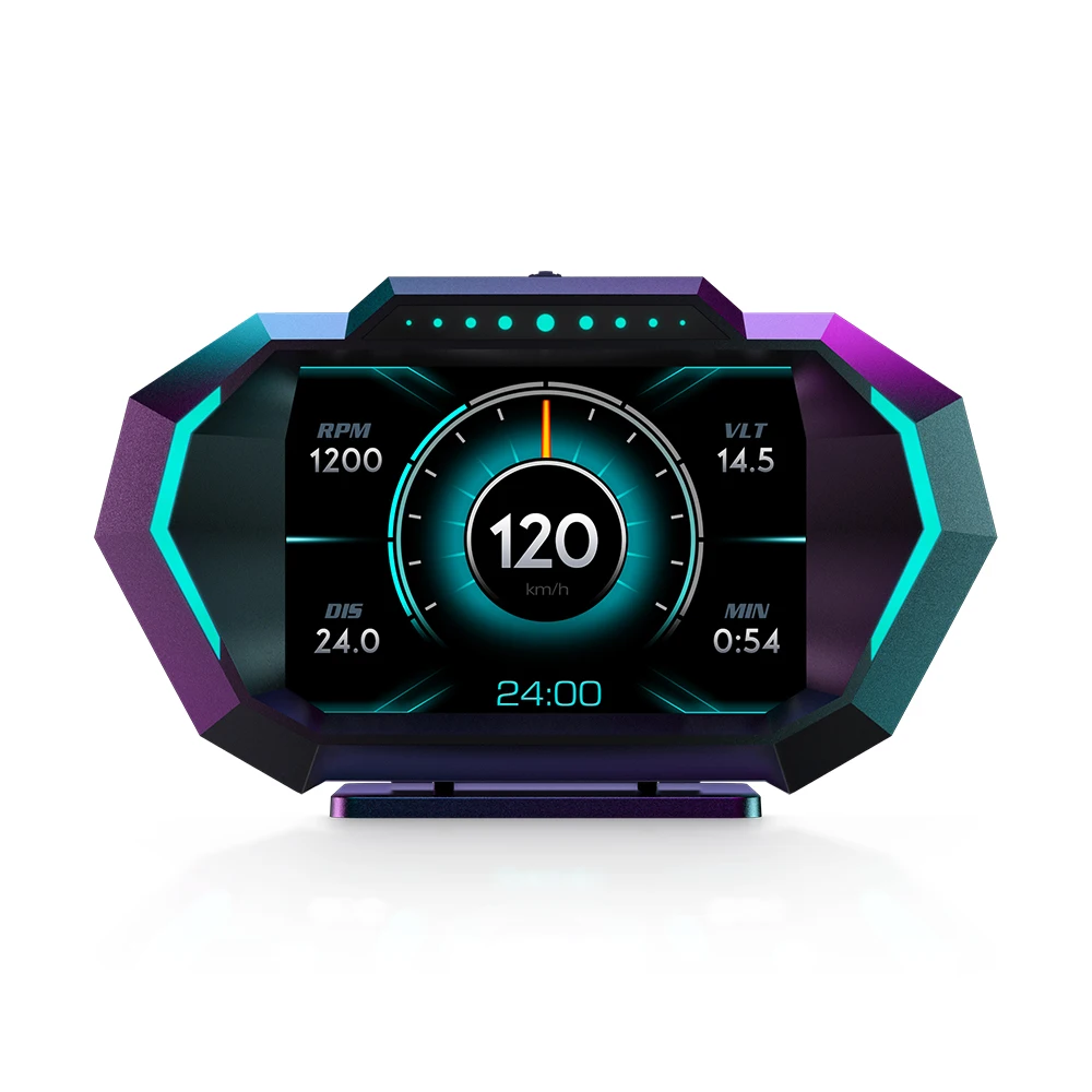 P24 Car Head-Up Display HUD LCD OBD GPS Speedometer LED Display Type for Water Temperature Fuel Consumption Speed Motorcycles