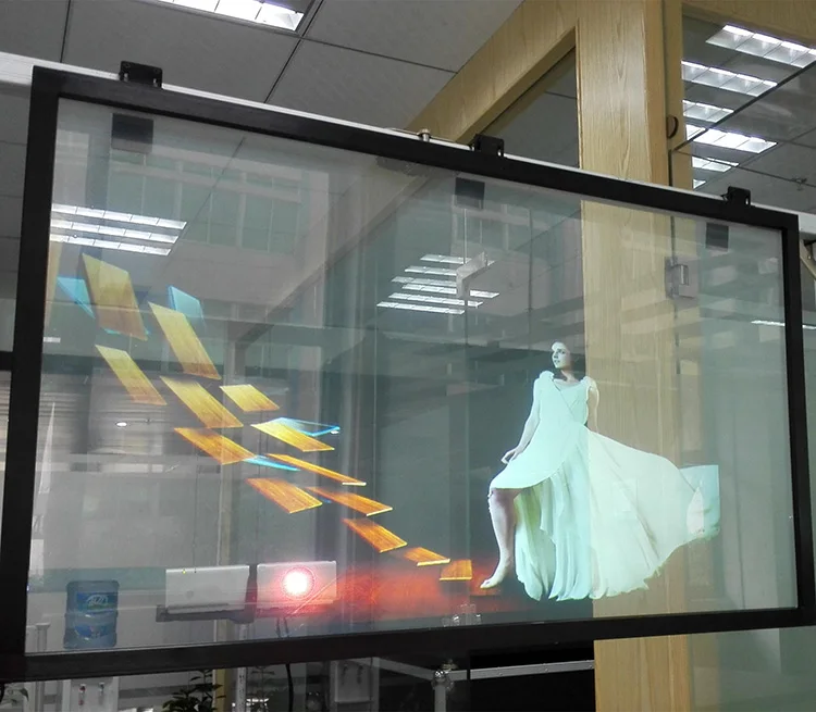 Window display transparent holographic projector screen/ holograma screen projection