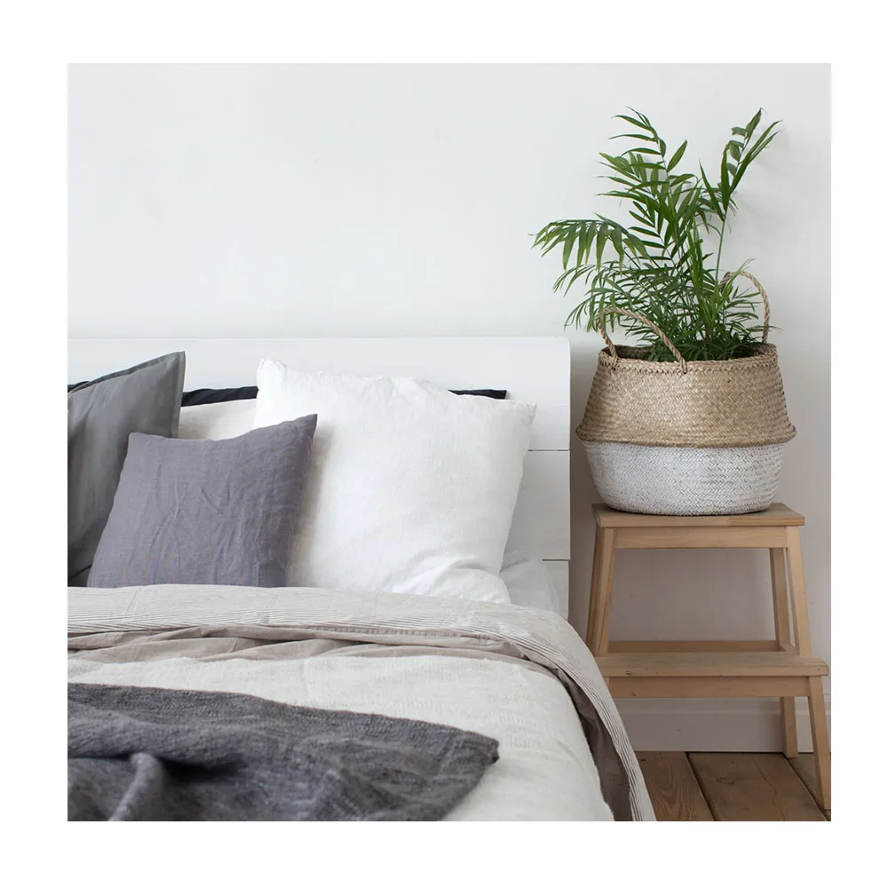 percale 100% cotton flax linen fabric boho bedding sheet bed set