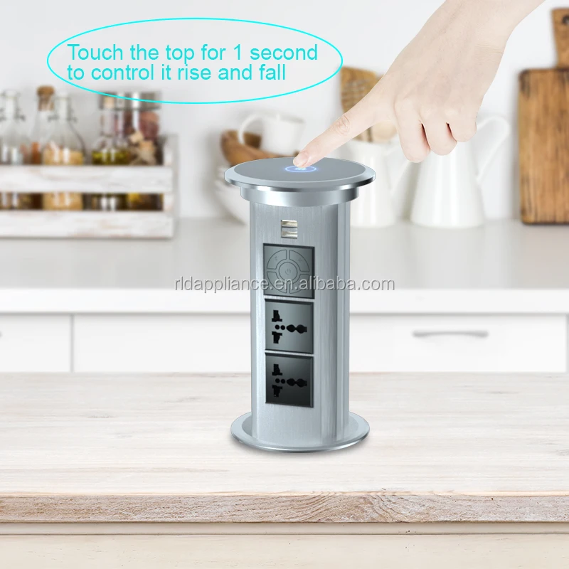 Electric pop up socket with USB charger & wireless charging for table