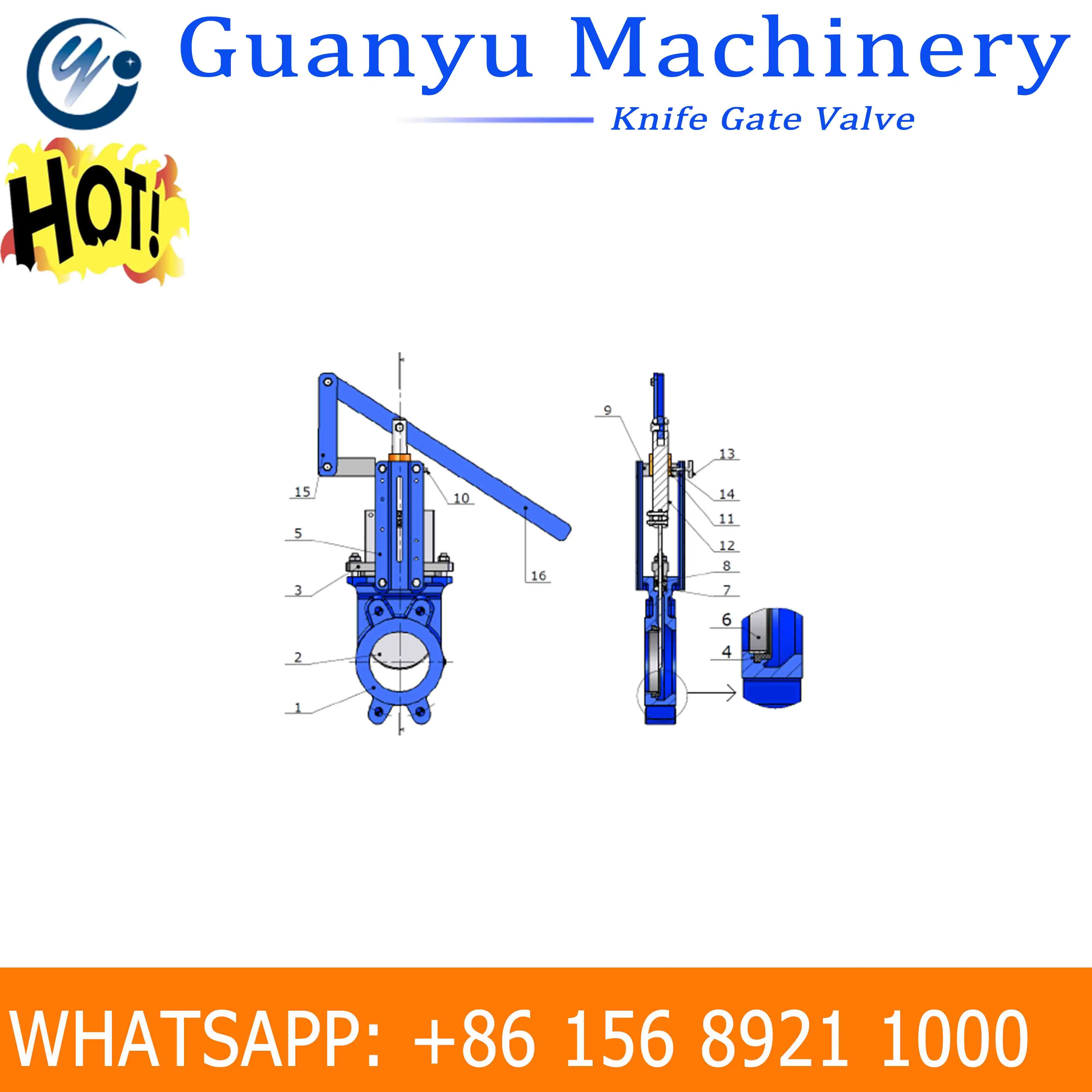 Ductile Iron or Cast Iron Ggg40 and Ggg50 Industrial Knife Gate Valve for Rising Stem