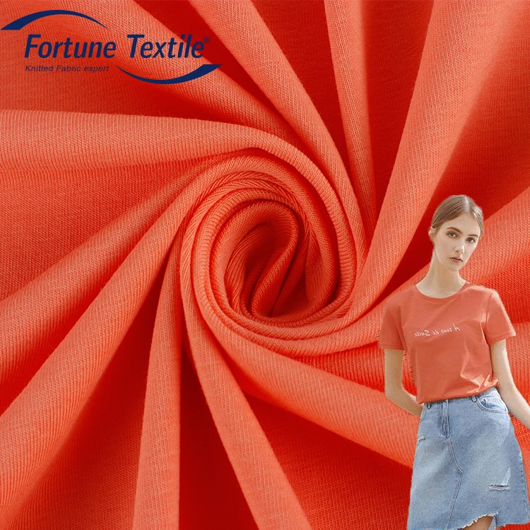 
C9124 Fortune textile mercerizing 100% cotton spandex 170g single jersey fabric knitted jersey fabric 