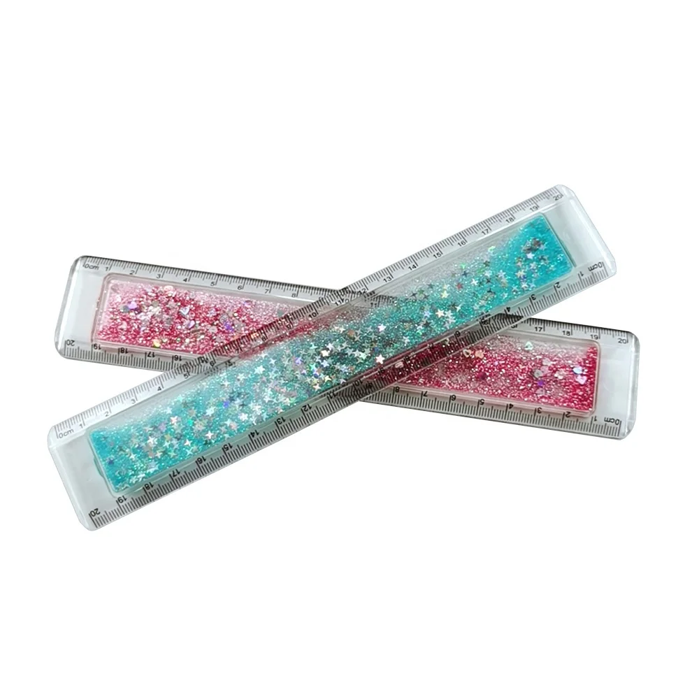 liquid filled acrylic 8 inch plastic ruler for student kids drawing