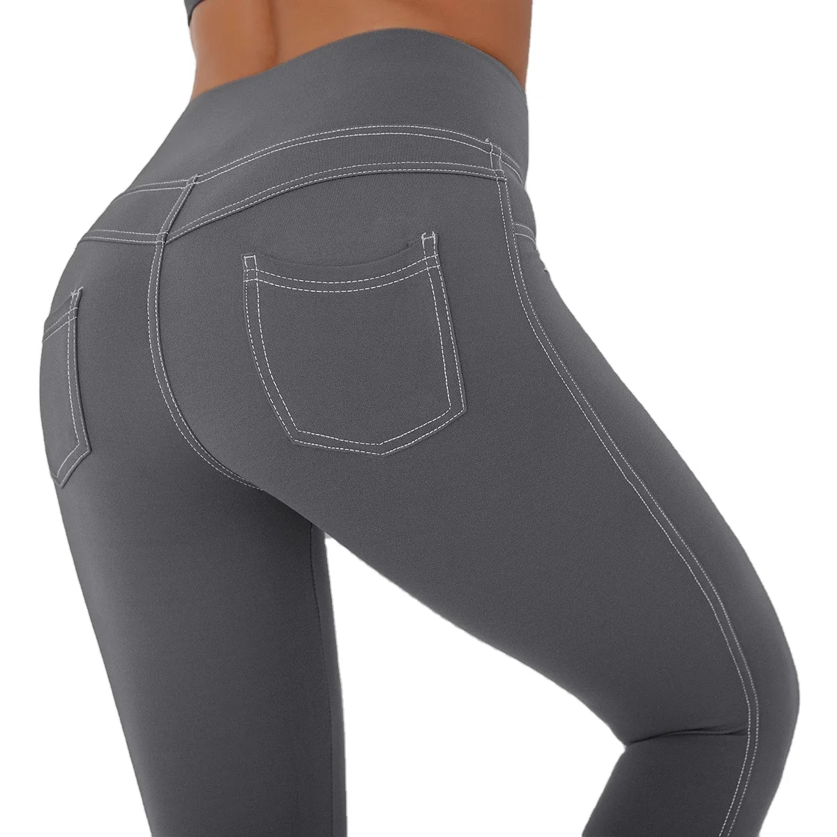 Women Leggings Pocket Seamless High Waist Fitness Leggings Push Up Gym Pants