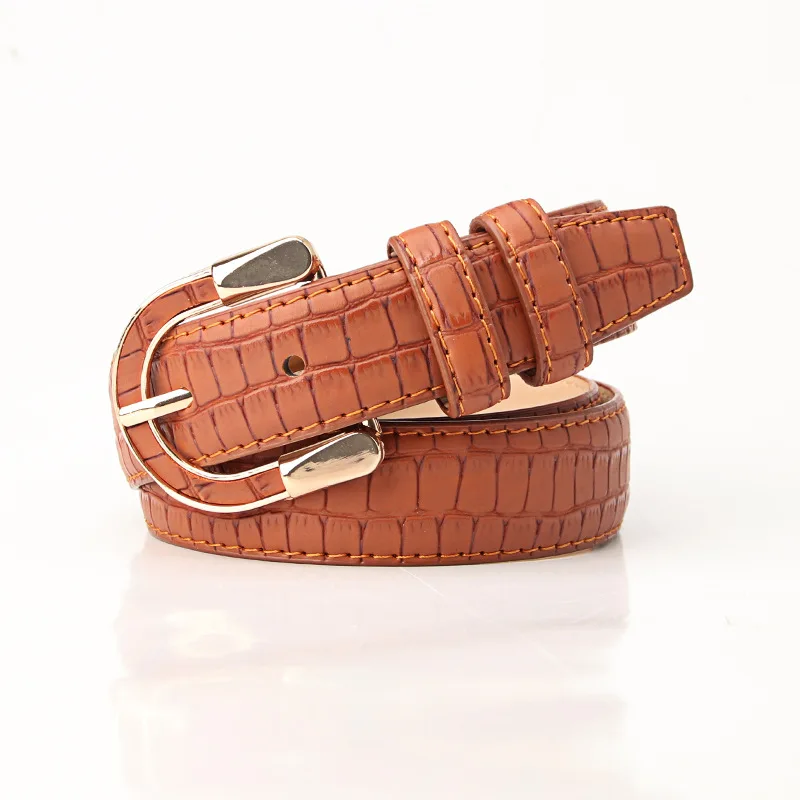 Leather Belts for Women Trendy Women Belts for Jeans Pants Dresses with Gold Buckle