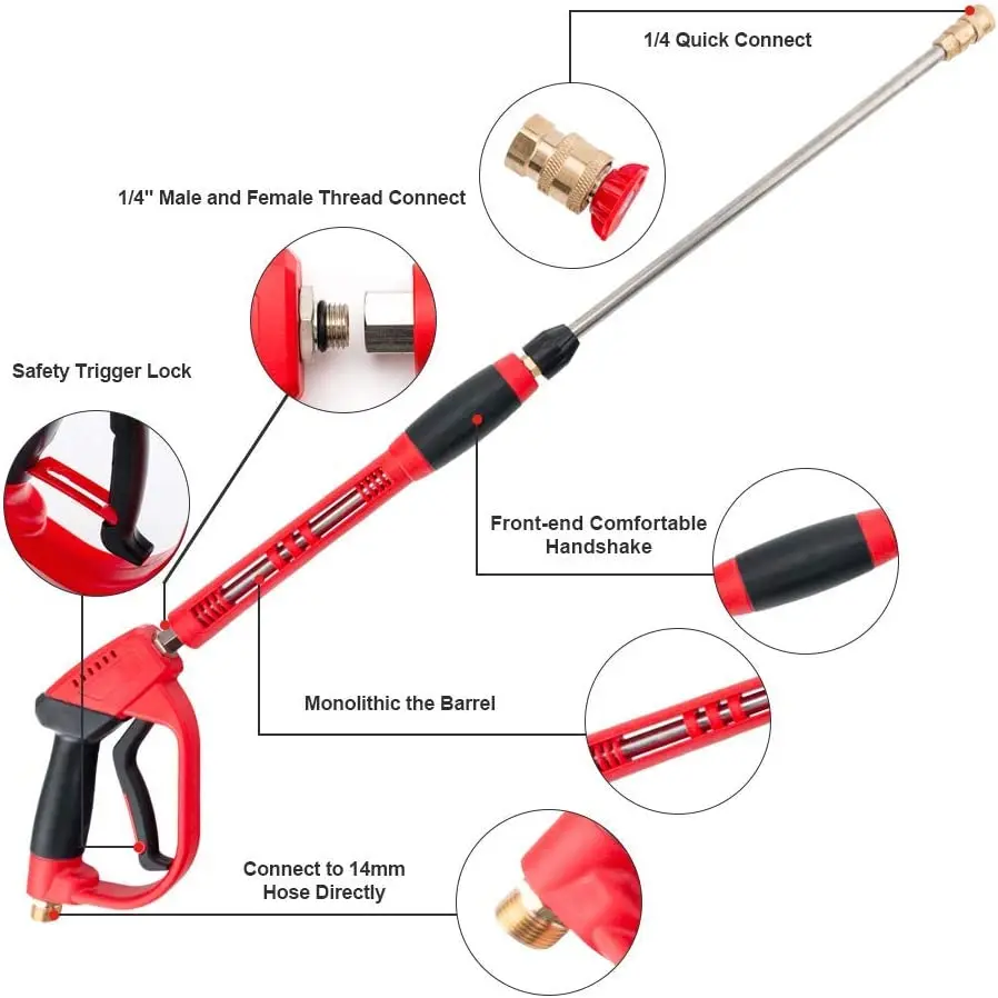 Bison Best Power Pressure Washer Replacement Trigger Gun with 2 Dual Extension Lance