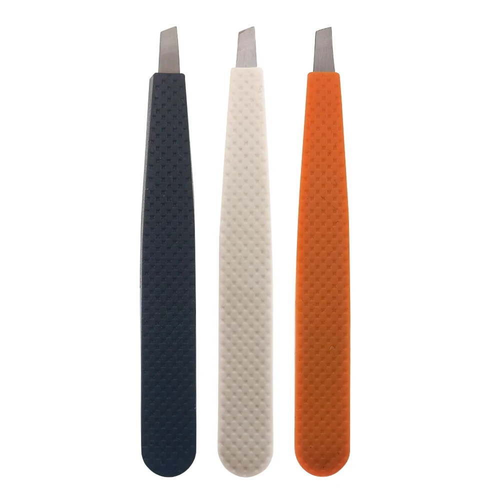 Charming Precision Cute Orange Eyebrow Tweezers with Silicone Handle