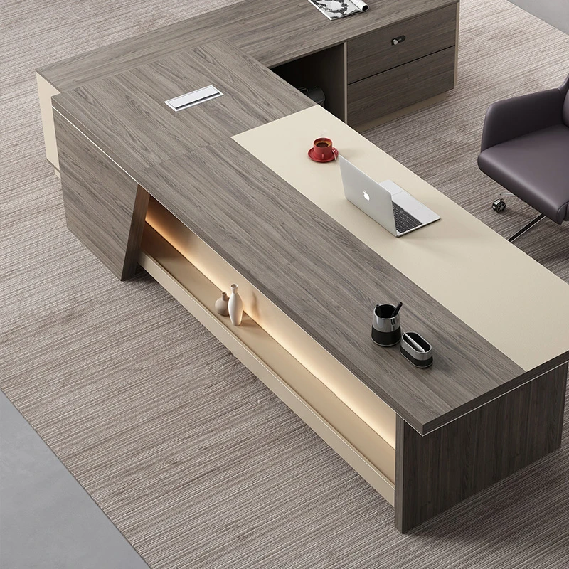 Modern Luxury L-Shaped Boss Desk Executive Office Wood Modular Computer Manager Furniture