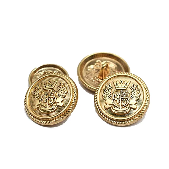 Factory OEM  high grade matte gold Metal Brass Button Set 15mm 20mm for Blazers, Suits, Sport Coats, Uniform, Jackets