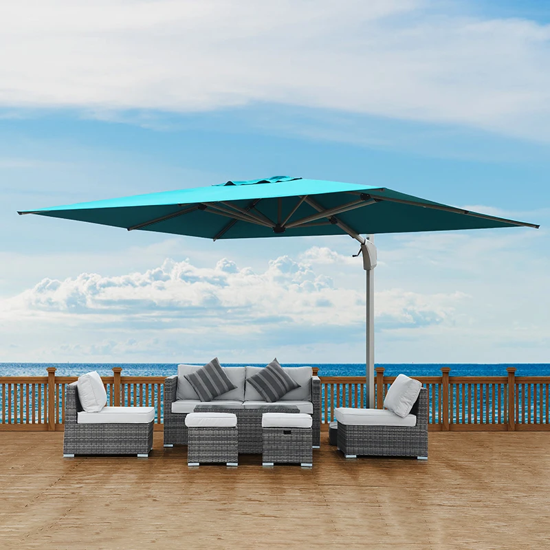 2022 New Design 8 Ribs Deluxe Patio Cantilever Umbrella Full Aluminum Windproof Outdoor Umbrella Patio Umbrella