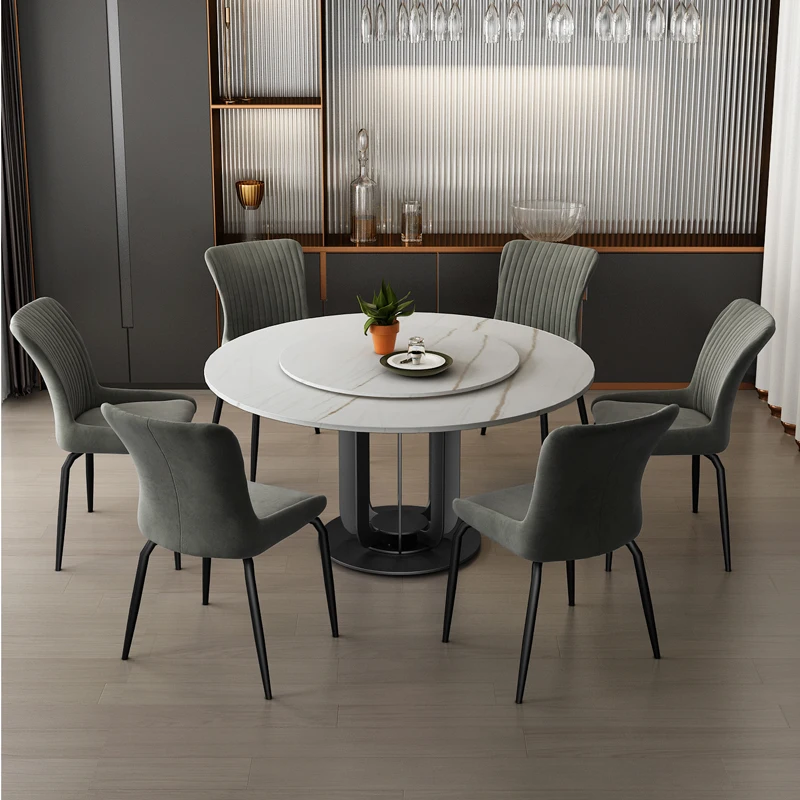 
High quality restaurant furniture luxury 10 seater round black marble rotating dining table 