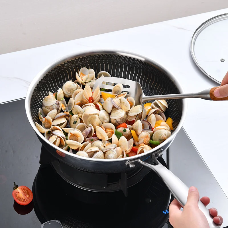 316 Stainless Steel Honeycomb Non Stick Barbecue Plate Outdoor Camping Frying Baking Pancake Pan Non-stick Cookware