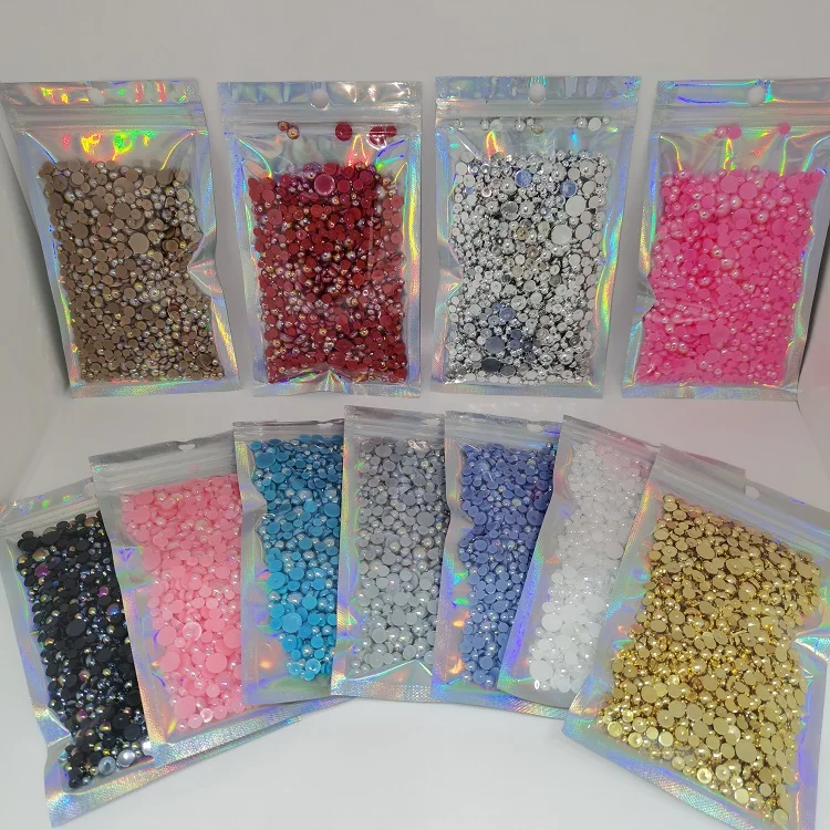 Hot Selling 2000PCS flatback pearls half round mixed sizes ABS Pearl Beads for DIY Shoes Decoration