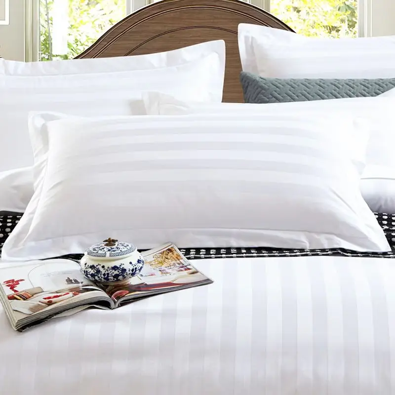 100% cotton stripe white hotel bed sheet sets luxury hotel 300tc bedding set