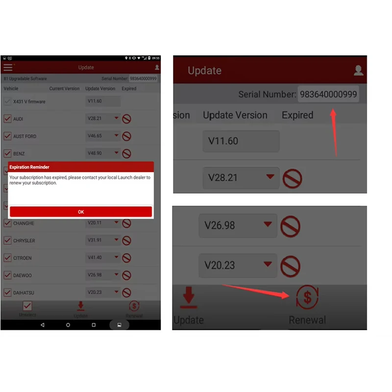 Renewal PIN Card  Launch X431 CRP123/CRP123X/CRP919E/CRP909/CRP919X