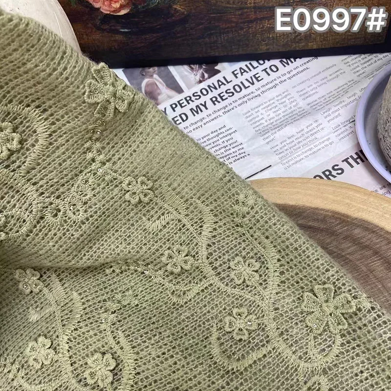 New 3D embroidery flower bridal laces fabrics hollowed out crochet 100% acrylic knitted lace fabric for dress