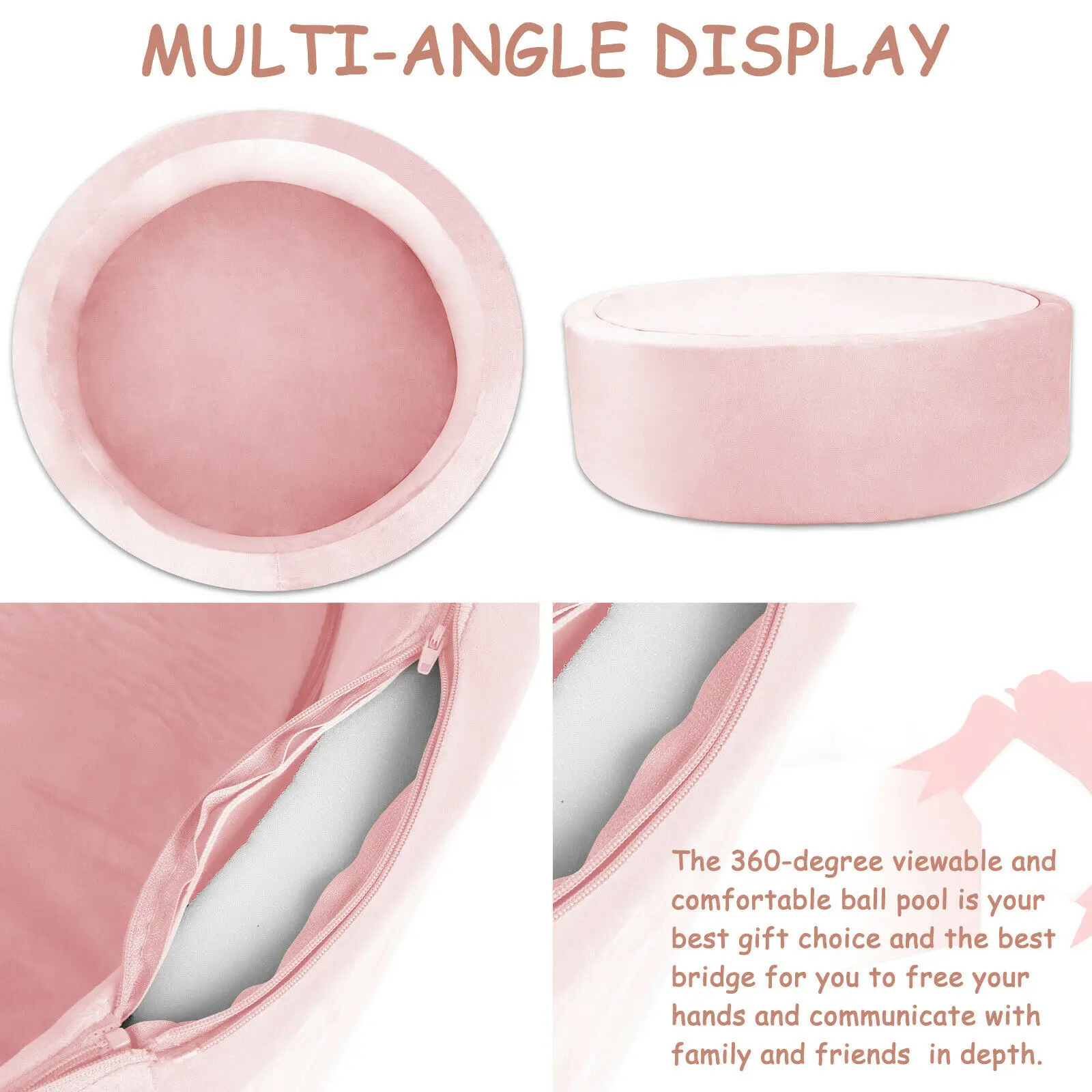 Wholesale pink Blue Beige Grey Foam Baby Ball Pit Foam Sponge Durable Non Toxic Kids Ball Pit Soft Play Set Play Foam Ball Pit