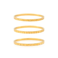 Chris April 316L texture ring gold stainless steel knuckle triple layer pinky ring for men