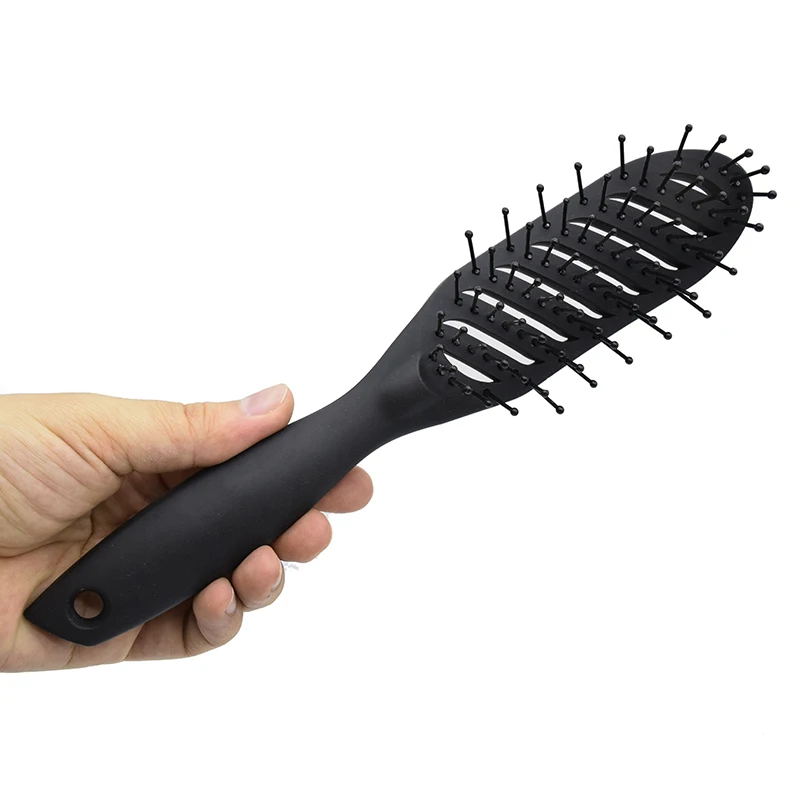 Black Rubber Brush Paddle Brush New Plastic Hair Brush Vented Comb For Home & Salon Hairdressing Tool