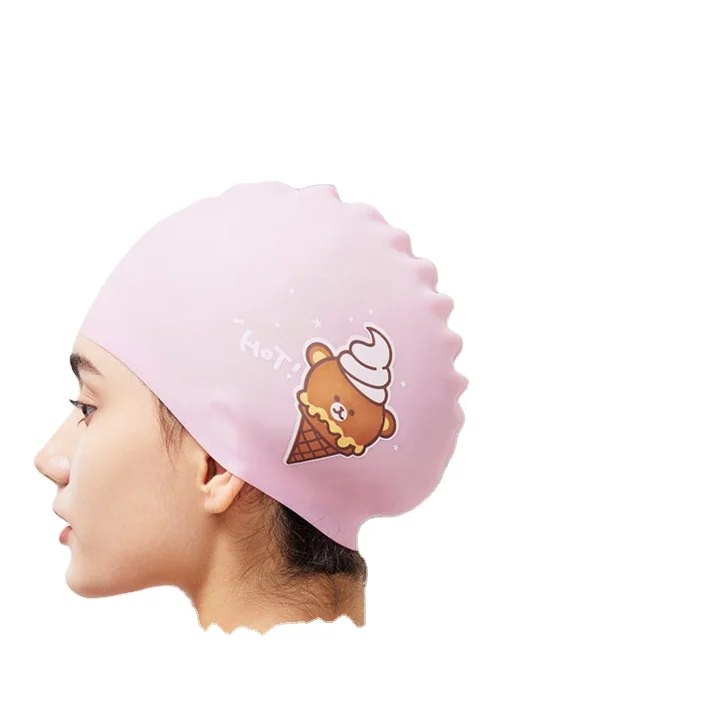 OEM Colorful Fashion Custom Logo Printed 100% Silicone Swim Caps Professional Eco friendly Swim Race Caps (1600565519866)