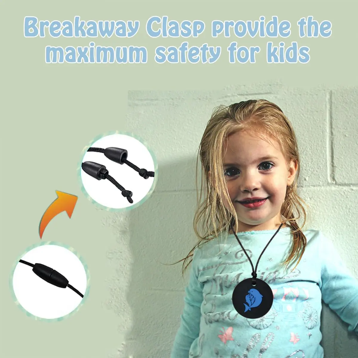 Silicone Chewy Necklaces for Child with Autism ADHD SPD PICA and Oral Motor Needs, Fidget Chewable Pendant for Boy and Girls