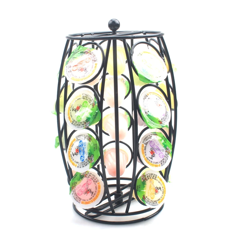 function Organizer Black Metal steel wire 20 Capsule coffee pod stand revolving carousel storage holder