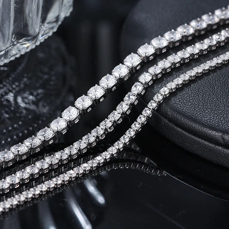 RINNTIN SB61 Luxury Tennis Bracelet Women Men Accessories 925 Sterling Silver Custom 2mm 3mm 4mm CZ Diamond