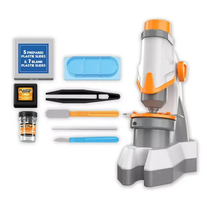 QS Wholesale Kids ASTEM  Biological Science Experimental Equipment Portable Small Optical 1200X Microscope Toy With LED Lights