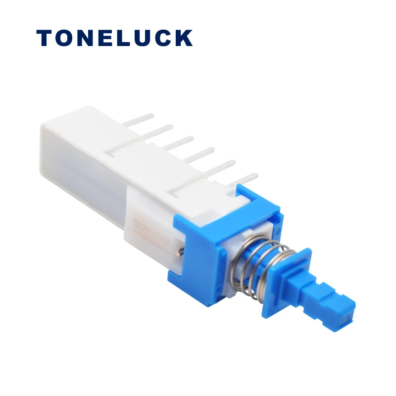 TONELUCK PBA-S4AF1 0.1A 30VDC Blue Handle Straight Key Switch Range Hood Push Button Switch