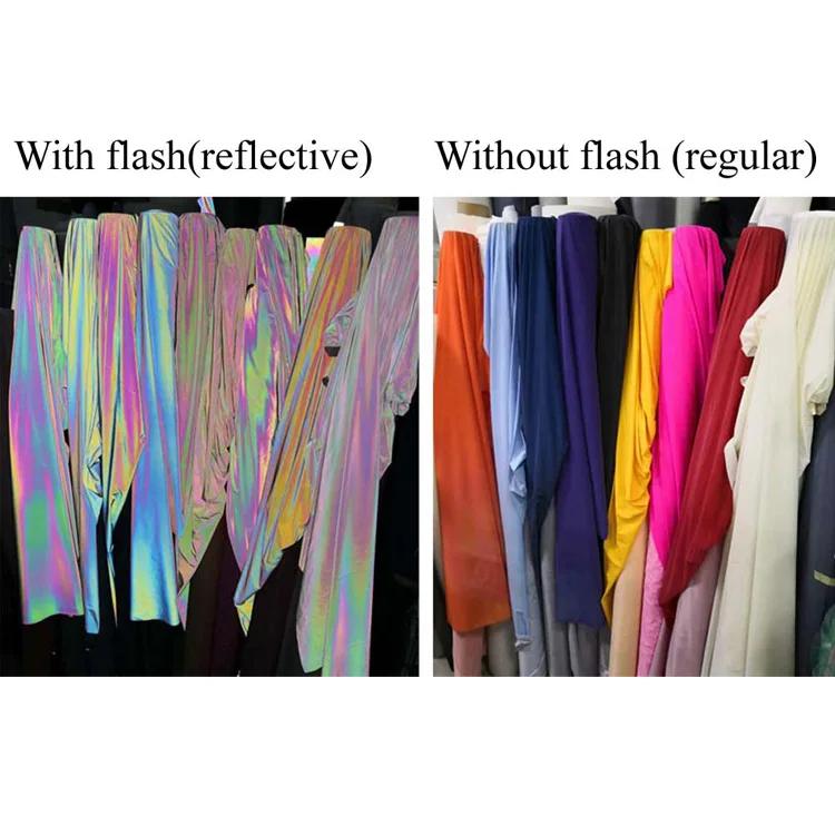 High Visible Black rainbow Iridescent Swirl Pattern Printing Spandex Reflective Fabric Cloth for Outdoor Hi Vis Fashion Clothing