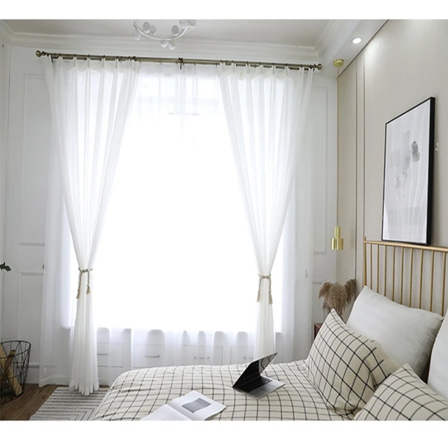 Оптовая продажа занавески из прочной пряжи белые прозрачные Занавески