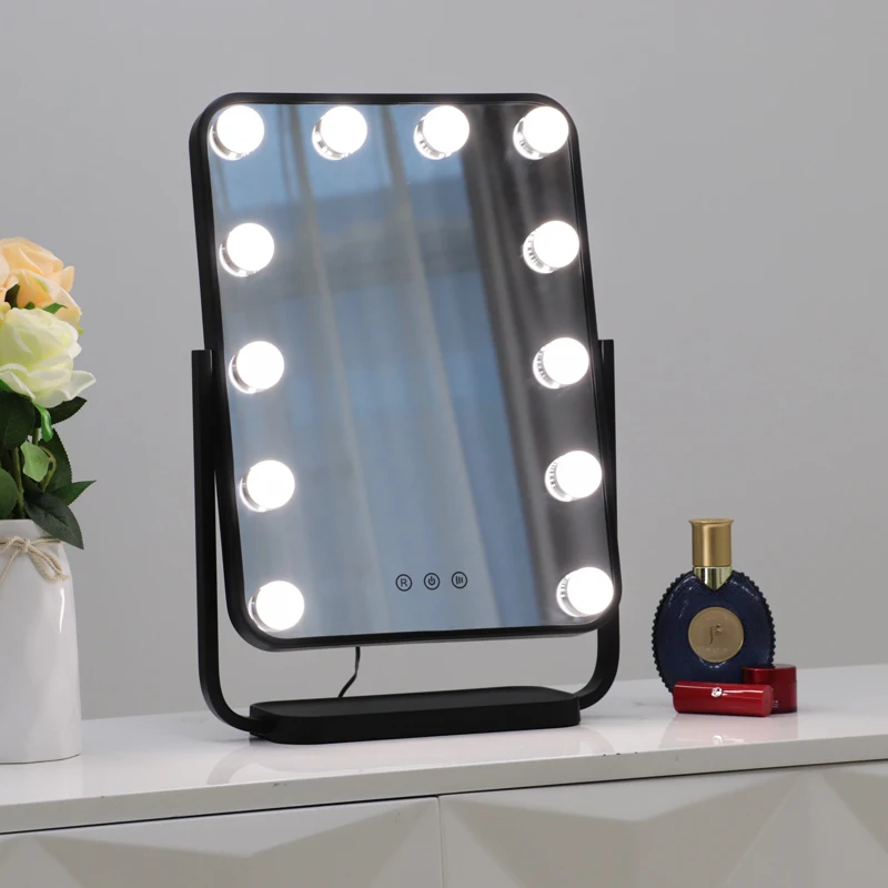 Desktop Vanity Mirror Led Hollywood Makeup Lighted Mirror With Bulb