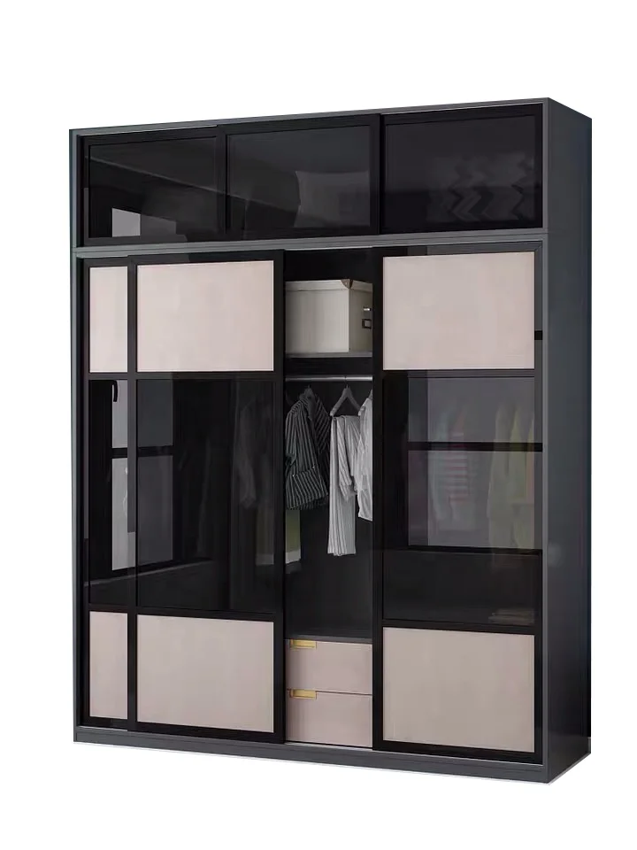 Modern Simple Hotel Home Living Room Bedroom Furniture Sliding Door Storage Closet Wooden Cabinet Wardrobe