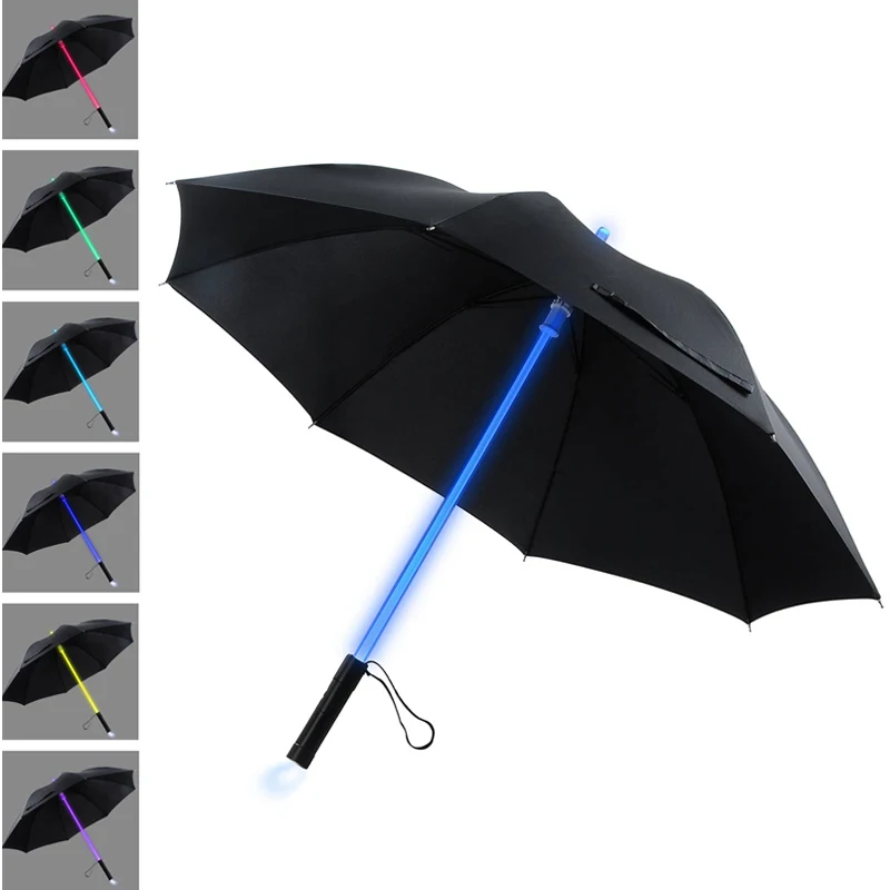  Пользовательские логотипы печатают 7 цветов flahing Lighting cool blade runner light saber style светодиодный длинный зонтик для