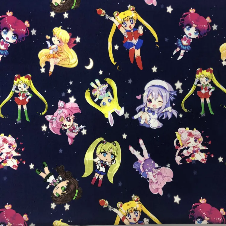 Cartoon Fabric 100% Cotton Woven Fabric For Clothes Sewing Digital Printed Poplin Fabric For Baby Custom Patterns Tissus Cloth