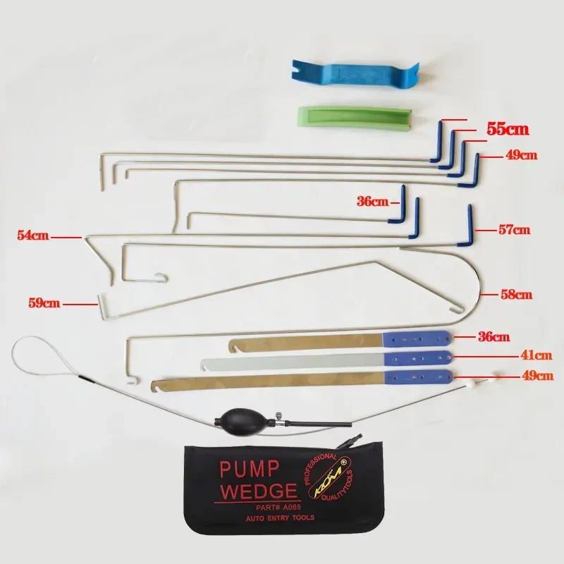 KLOMW 18PCS Automotive Professional Car Lockout Kit With Long Reach Grabber Car Door unlock with 1pcs big pump wedge lock pick