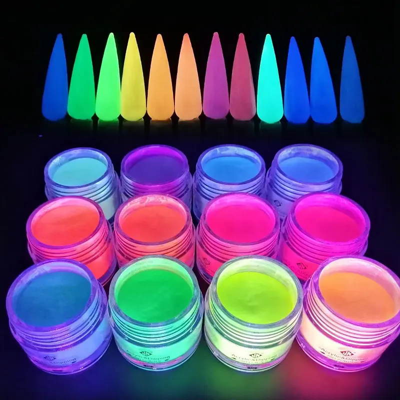 OEM Luminous Color Glow In The Dark Neon Pigment Acrylic Nail Powder For Nails Factory Price
