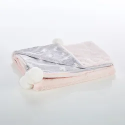 New design 100% polyester infant newborn plush custom soft touch baby blanket with ball
