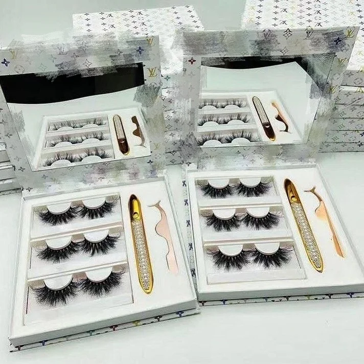 Q 3 Pairs Magic False Eyelash Set mink Eyelashes With No Glue No Magnet 2 Magic Eyeliner And 3 Pairs Eyelashes