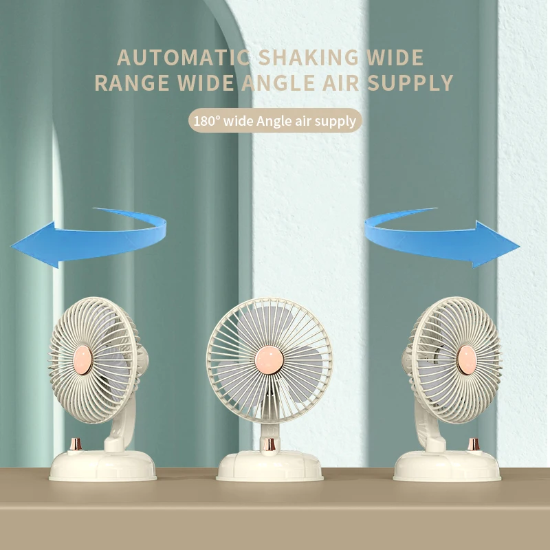 2024 New Custom Retro Desktop Automatic Rotating Rocker Head Stepless Speed Change Large Wind air Circulation Fan