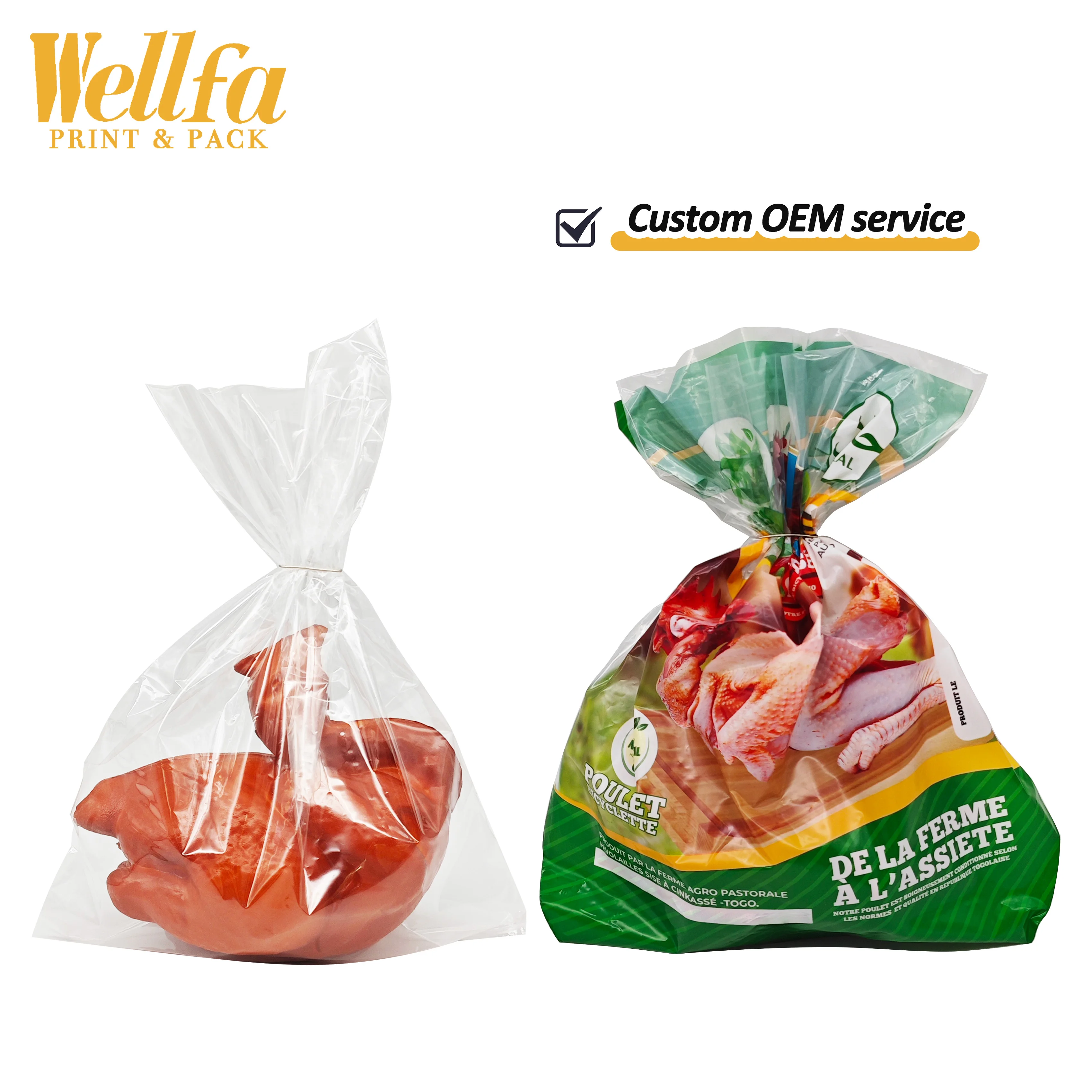 Custom Logo HALAL Fresh Poultry Turkey Part Duck Goose PE Plastic Bag Custom Bag Whole Frozen Chicken Packaging