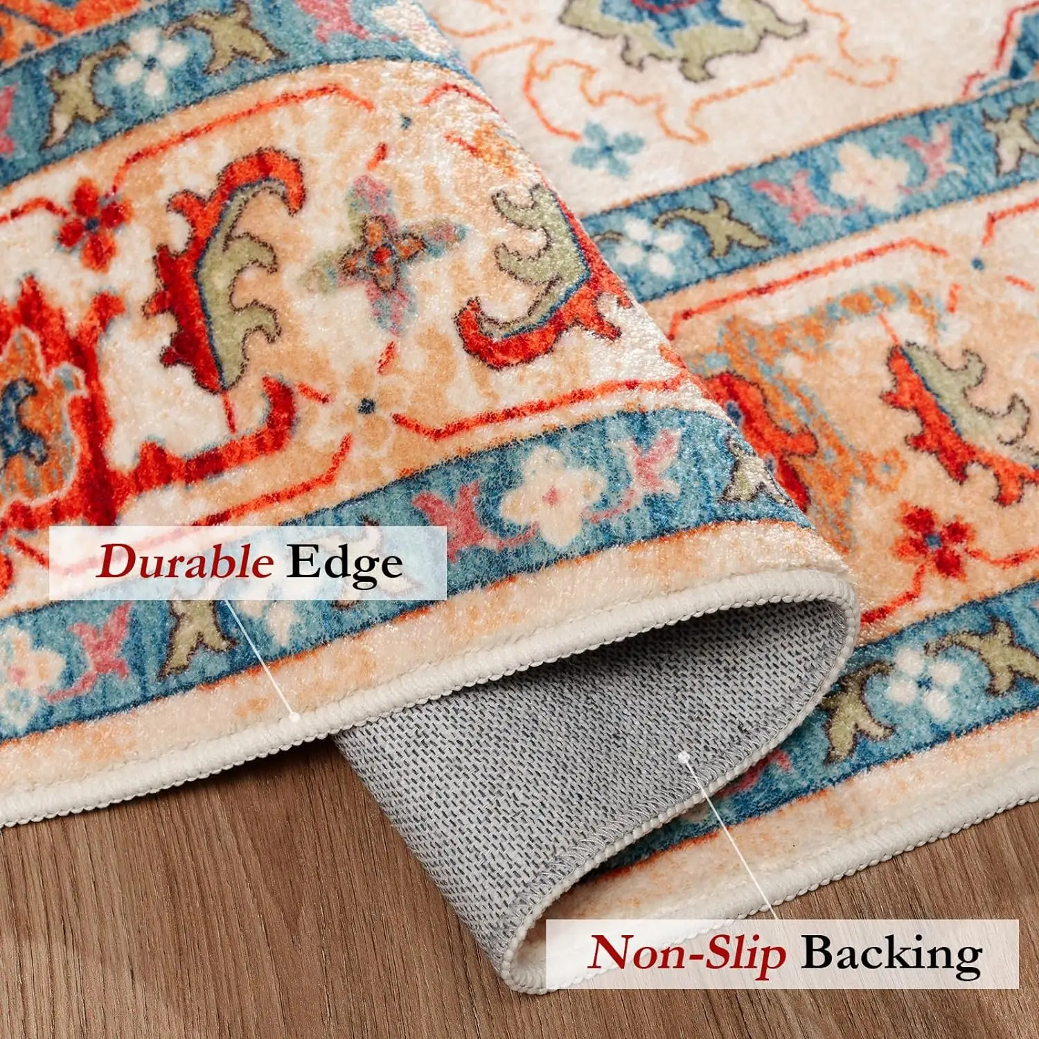 Luxury Vintage Design Multicolored Turkish Style Design  Living Room Laundry Room Indoor Mat Non Slip Machine Washable Rugs
