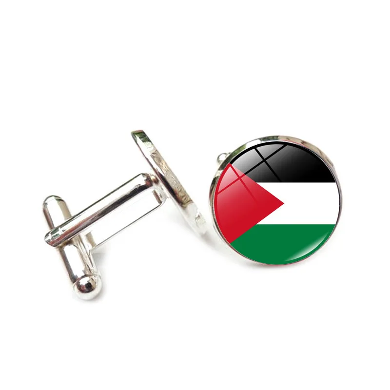 Wholesale Palestinian flag Cufflinks Custom Logo Time Gemstone Shirt Cufflinks Button Customization Cufflink For Man
