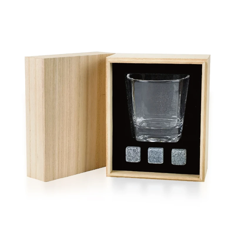 In StockFathers Day Gift Set High Quality Square Whiskey Glasses Set With Marble Whiskey Stone Reusable Ice Cubes