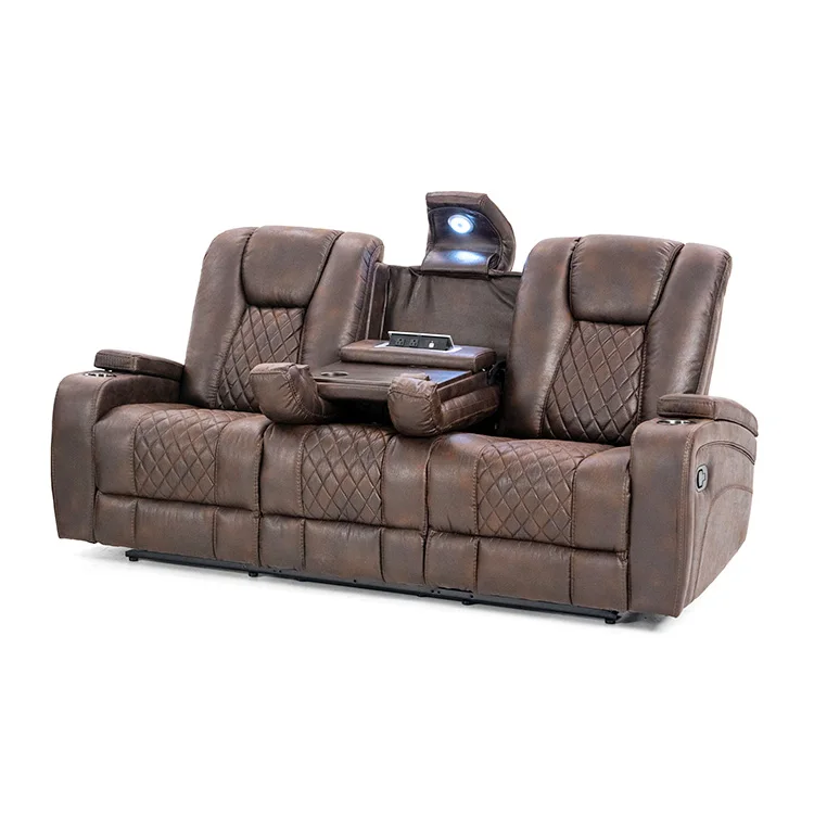 new design modern custom villa upholstered black loveseat 2 seater cinema home theatre leather recliner sofa