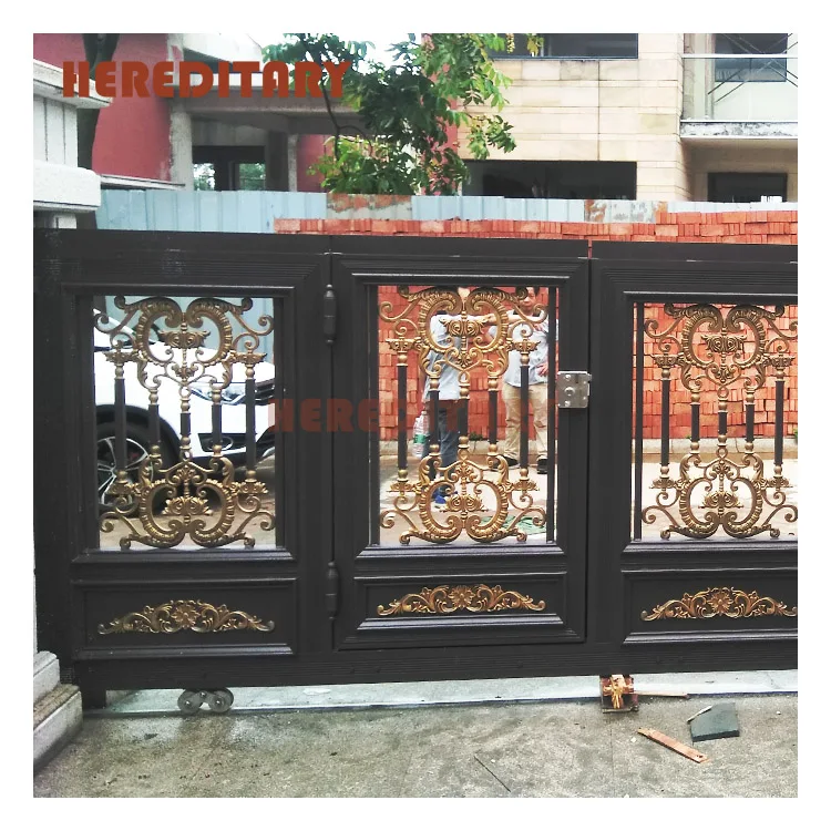 Powder coated modern grill gates with sliding gates design for houses